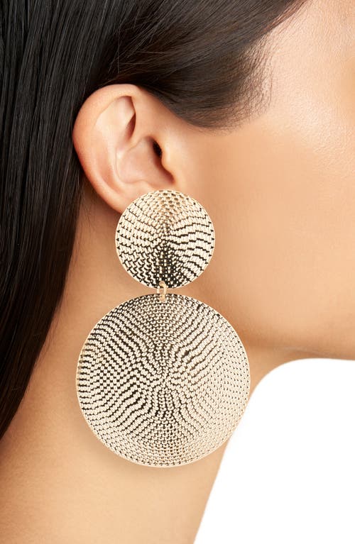 Tasha Textured Double Medallion Drop Earrings In Gold