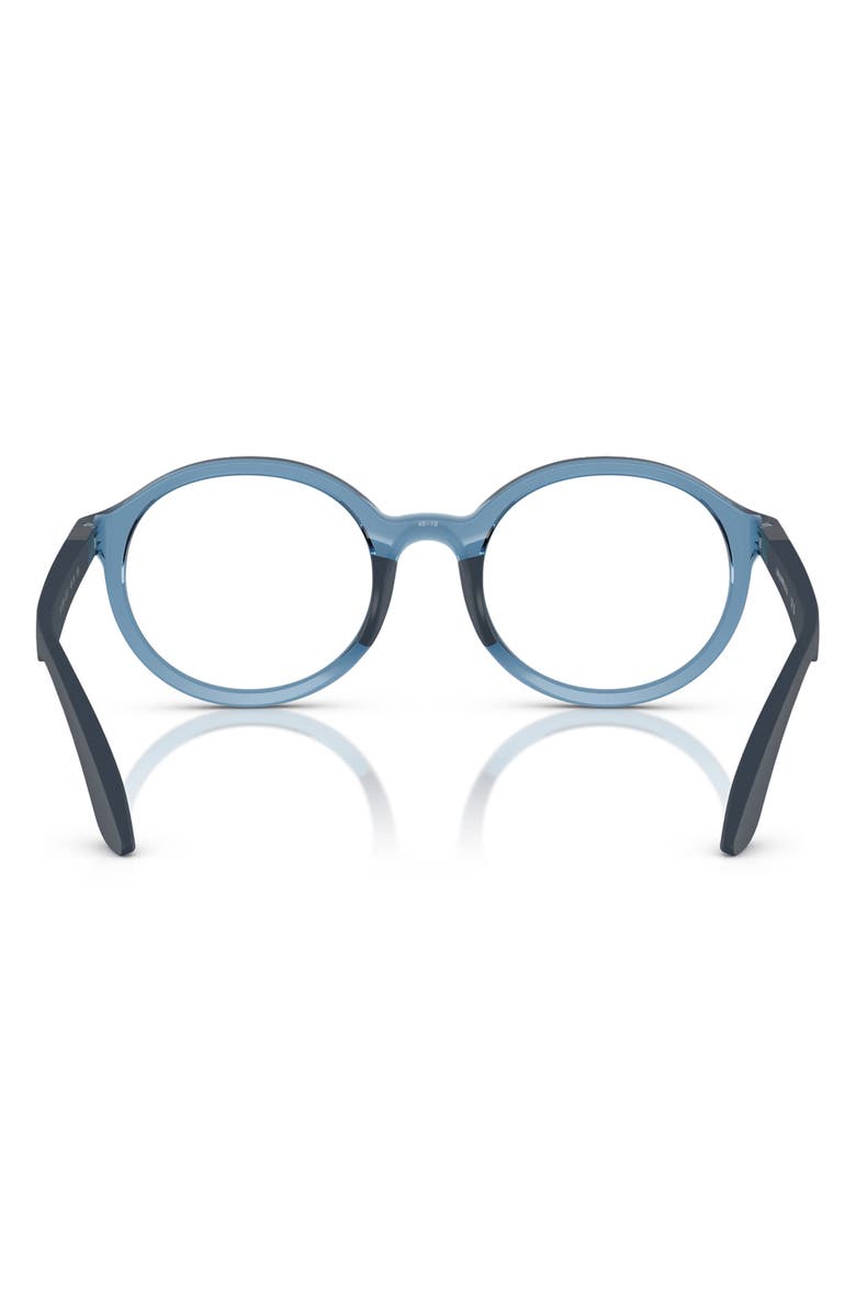 Emporio Armani Kids' 48mm Round Optical Glasses, Alternate, color, Shiny Blue / Demo Lens