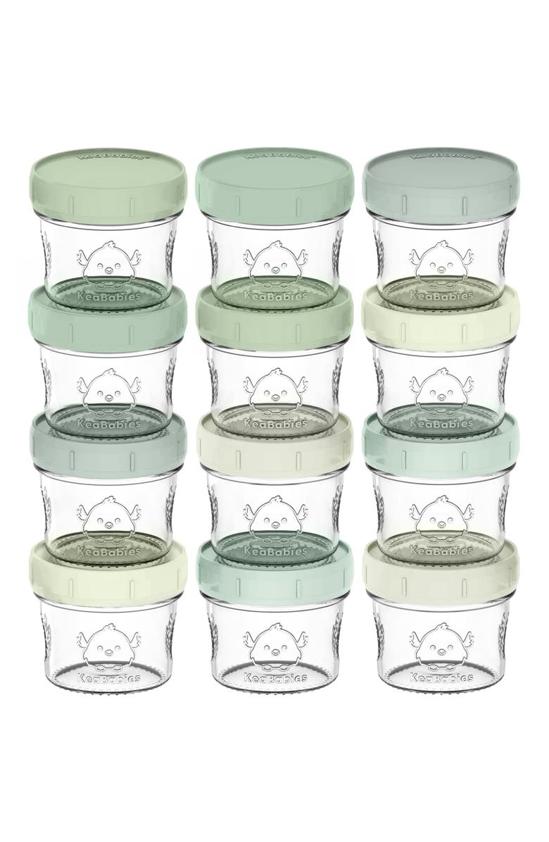 KeaBabies 12-Pack Prep Jars Baby Food Storage Glass Containers, Main, color, Sage