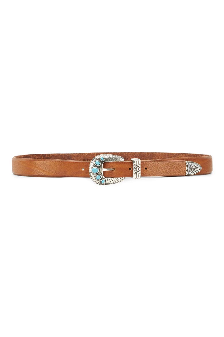 Martellata Leather Belt, Alternate, color, Brown
