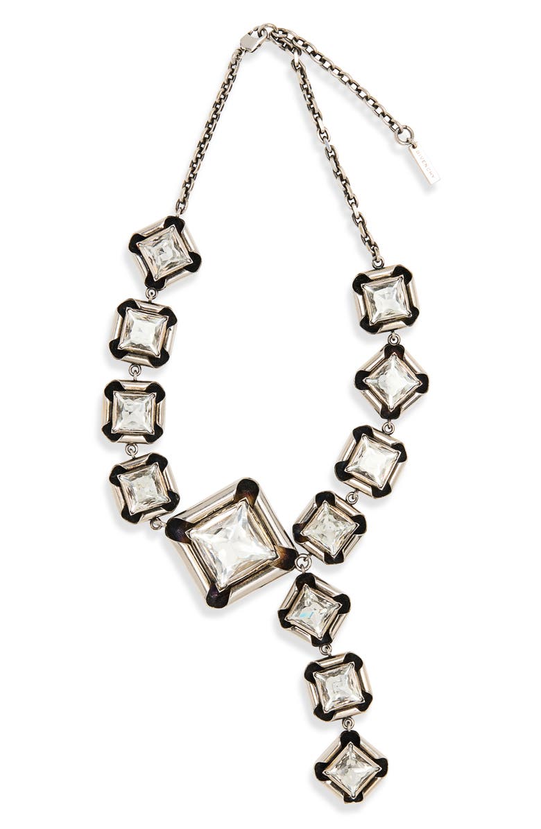 Givenchy Deconstructed Crystal Necklace, Main, color, Antic Silvery