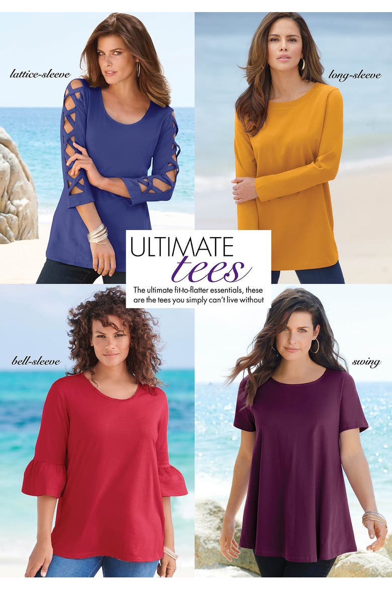 Plus Size Cotton Ultimate Flutter Sleeve Sweetheart Tee, Alternate, color, ORANGE MELON