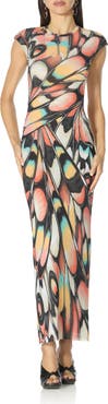 AFRM Mylo Print Mesh Maxi Dress
