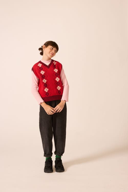 The Sunday Collective Wool Yearbook Vest In Red