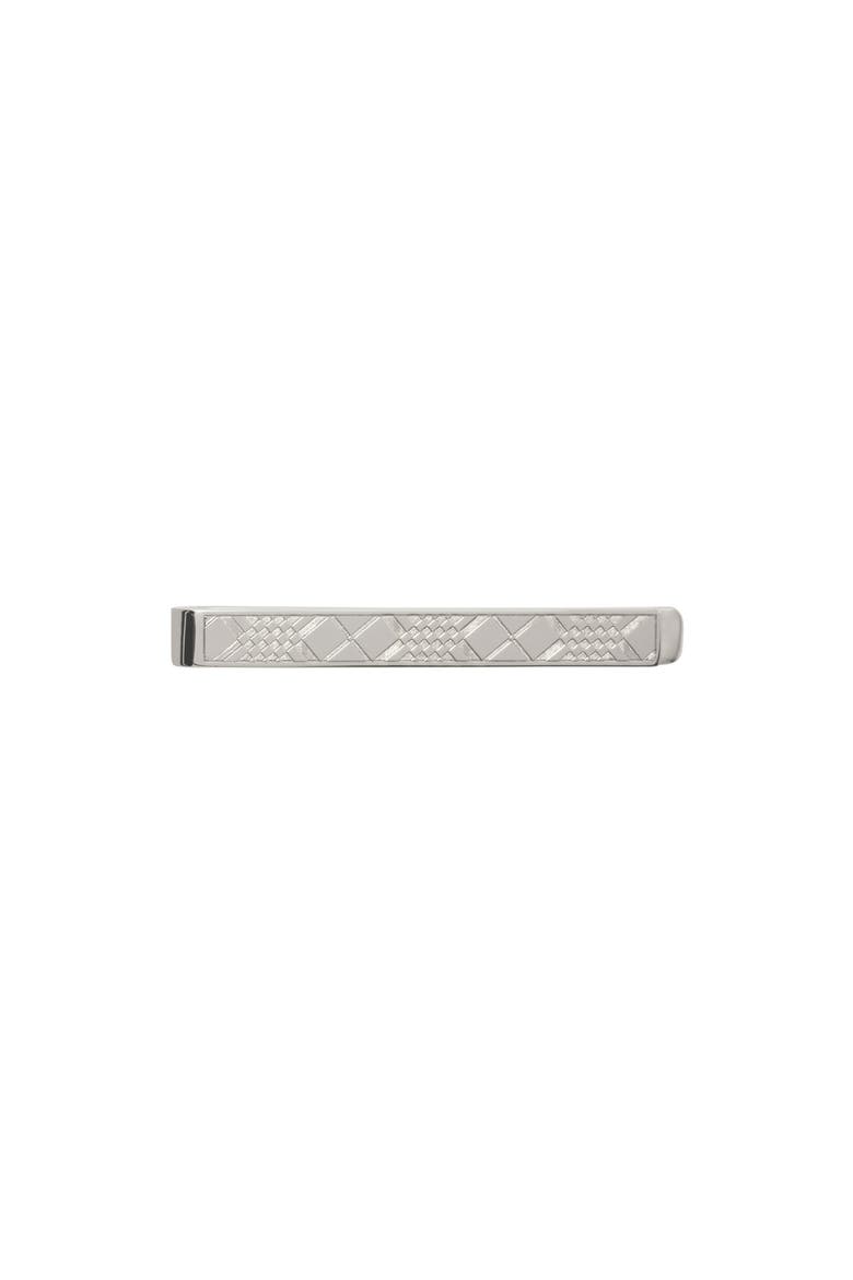 Engraved Check Tie Bar, Main, color, Silver