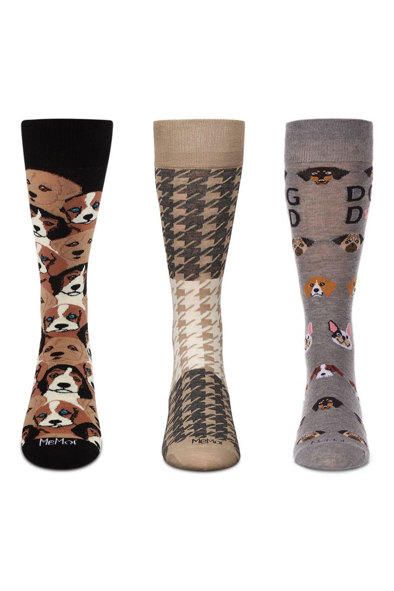 Pet Lover's Assorted 3-Pack Crew Socks, Alternate, color, GRAY-BLACK