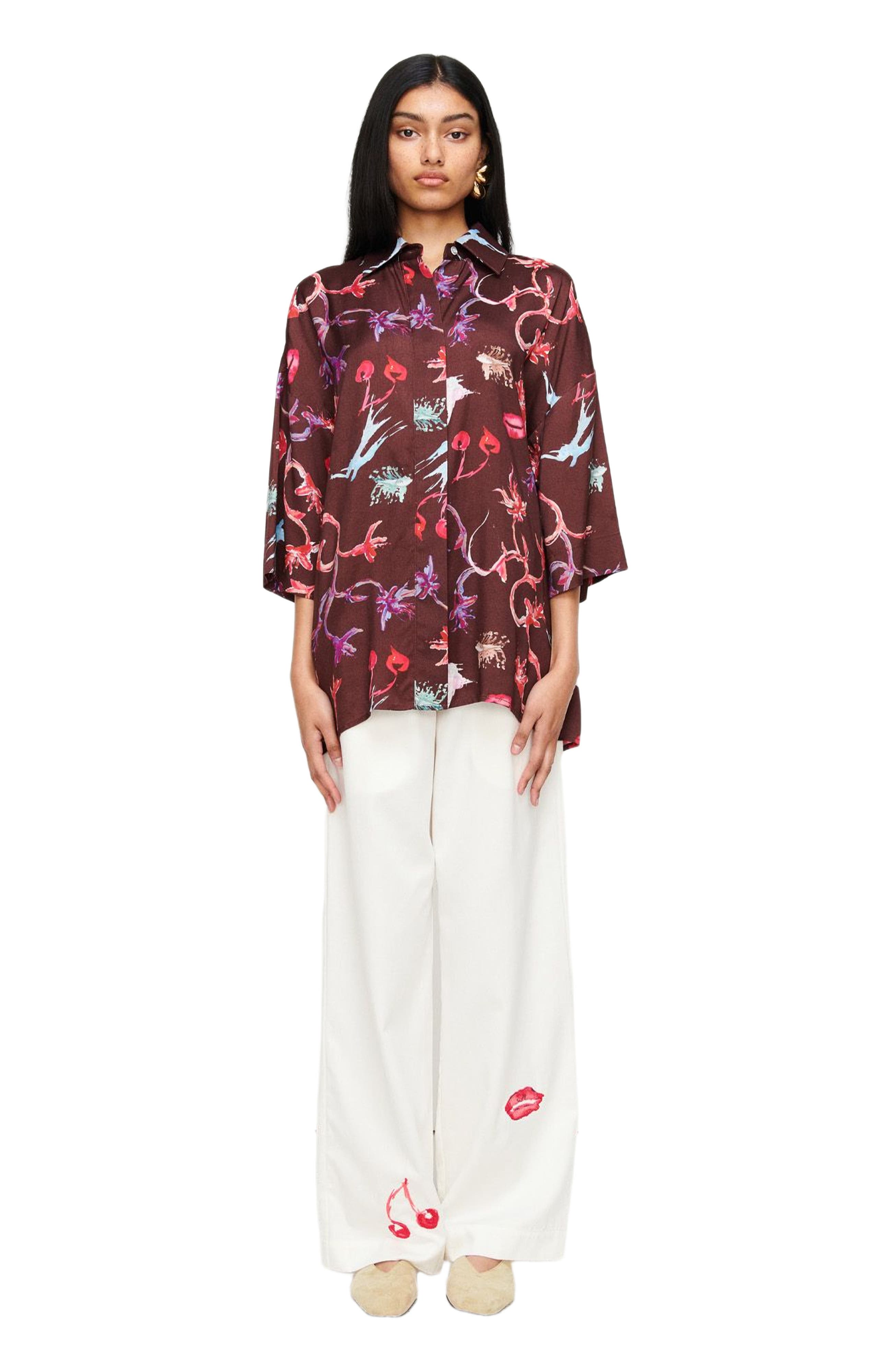 Romy the Brand June Shirt in Bittersweet Burgundy 