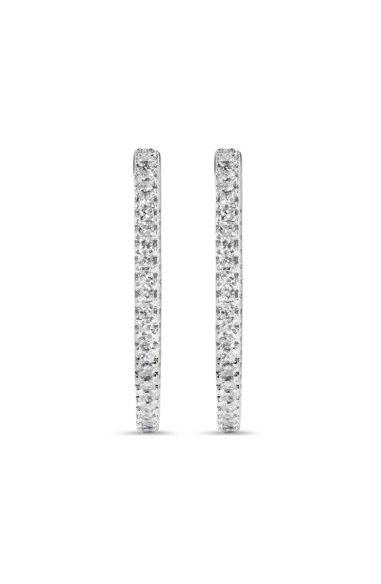 Haus of Brilliance 14K White Gold 1.0 Ct Princess Diamond Inside Out Hoop Earrings - 23 MM, Alternate, color, White