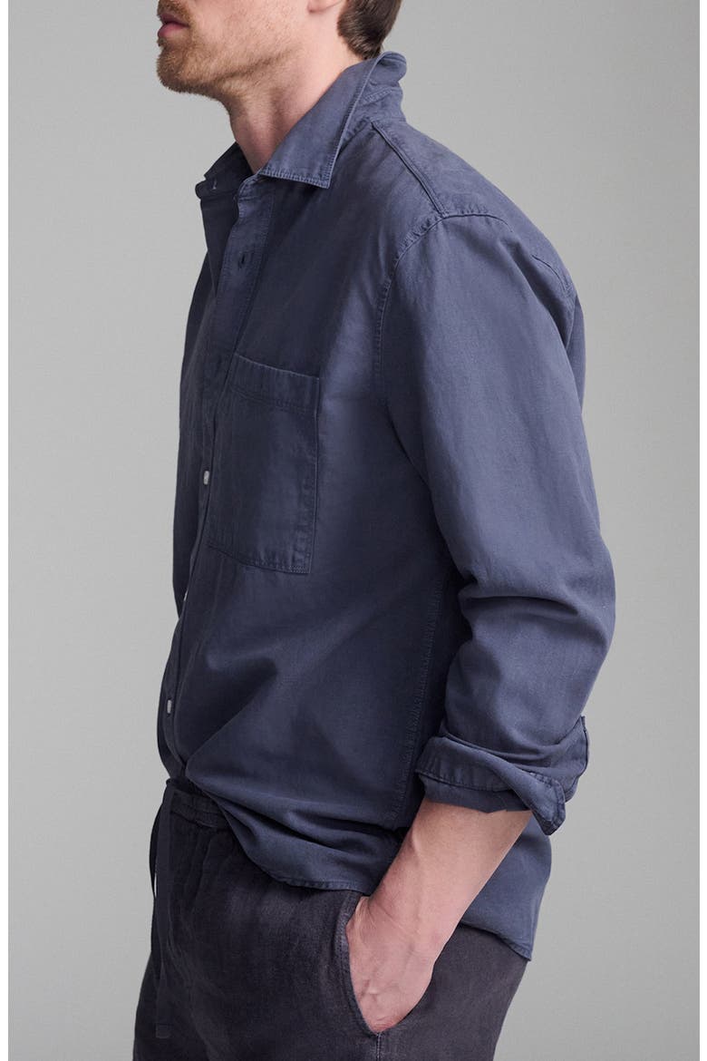 Cotton Blend Button-Up Shirt, Alternate, color, OUTER SPACE