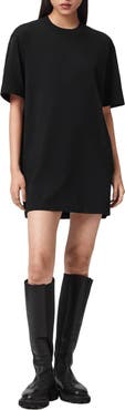 AllSaints Fuse Logo Appliqué Cotton T-Shirt Minidress