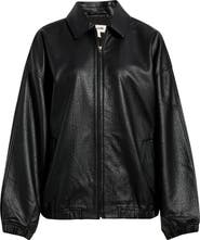 Open Edit Oversize Faux Leather Jacket