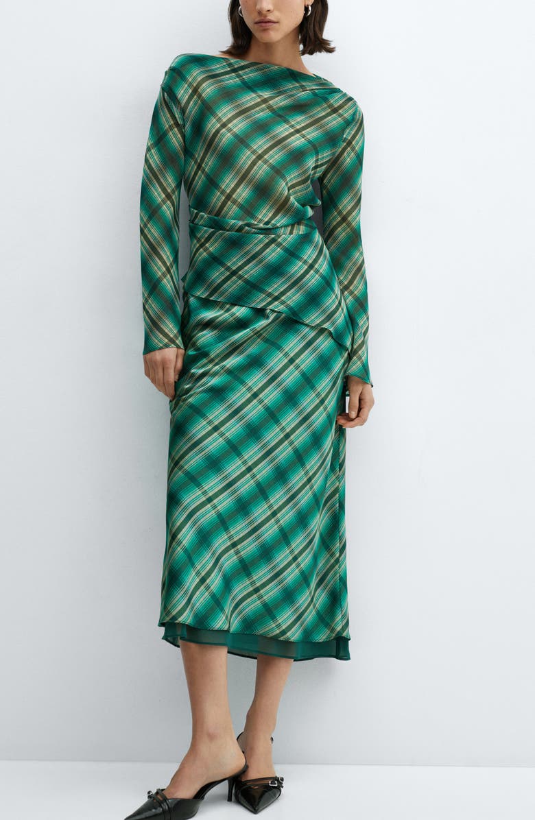 MANGO Plaid Midi Skirt, Alternate, color,