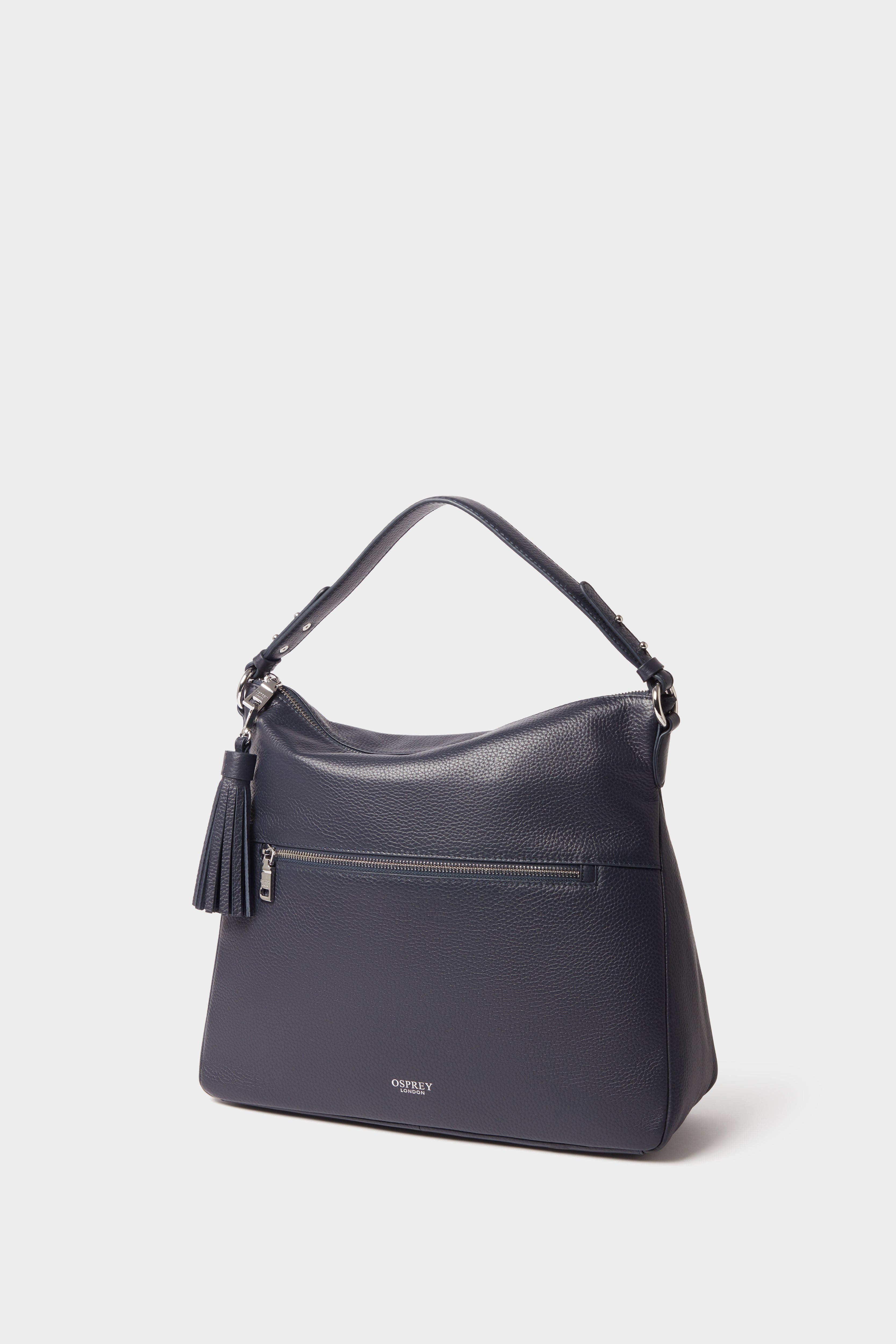 The Stella Leather Hobo Bag, Alternate, color, Navy
