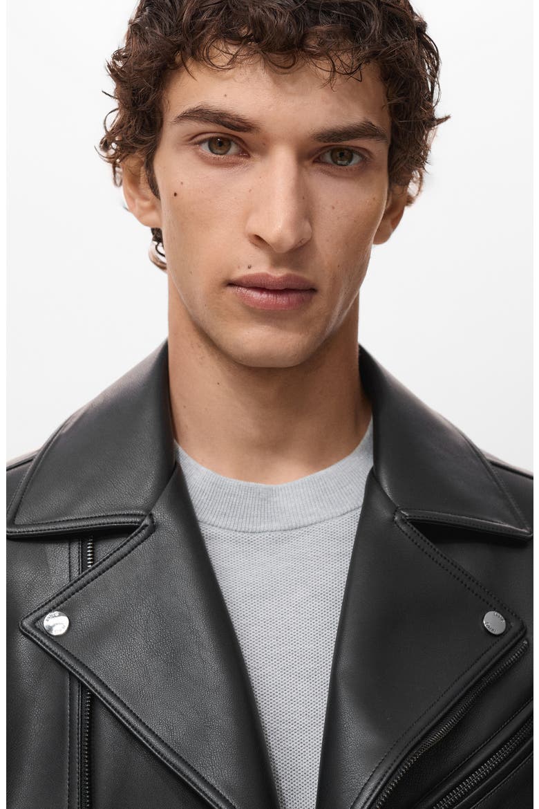 Faux Leather Moto Jacket, Alternate, color, BLACK