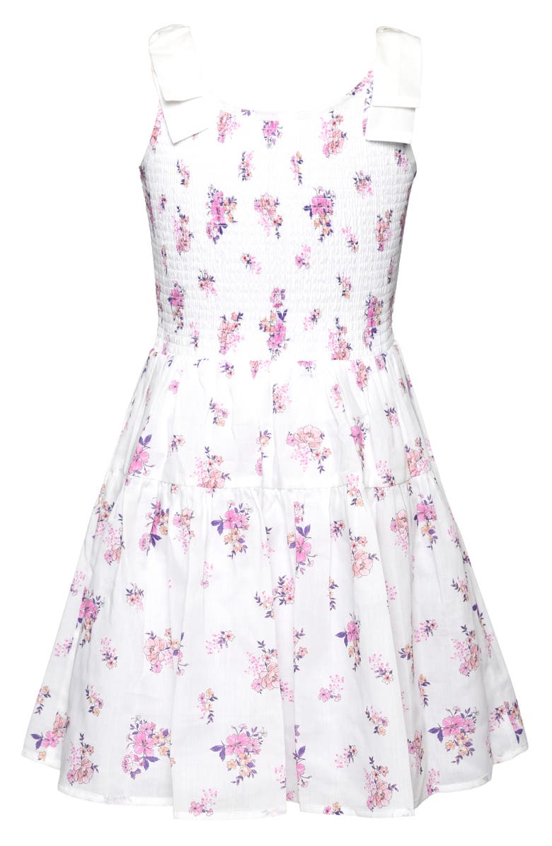 Truly Me Kids' Floral Smocked Bodice Sundress, Alternate, color, White Pink Floral