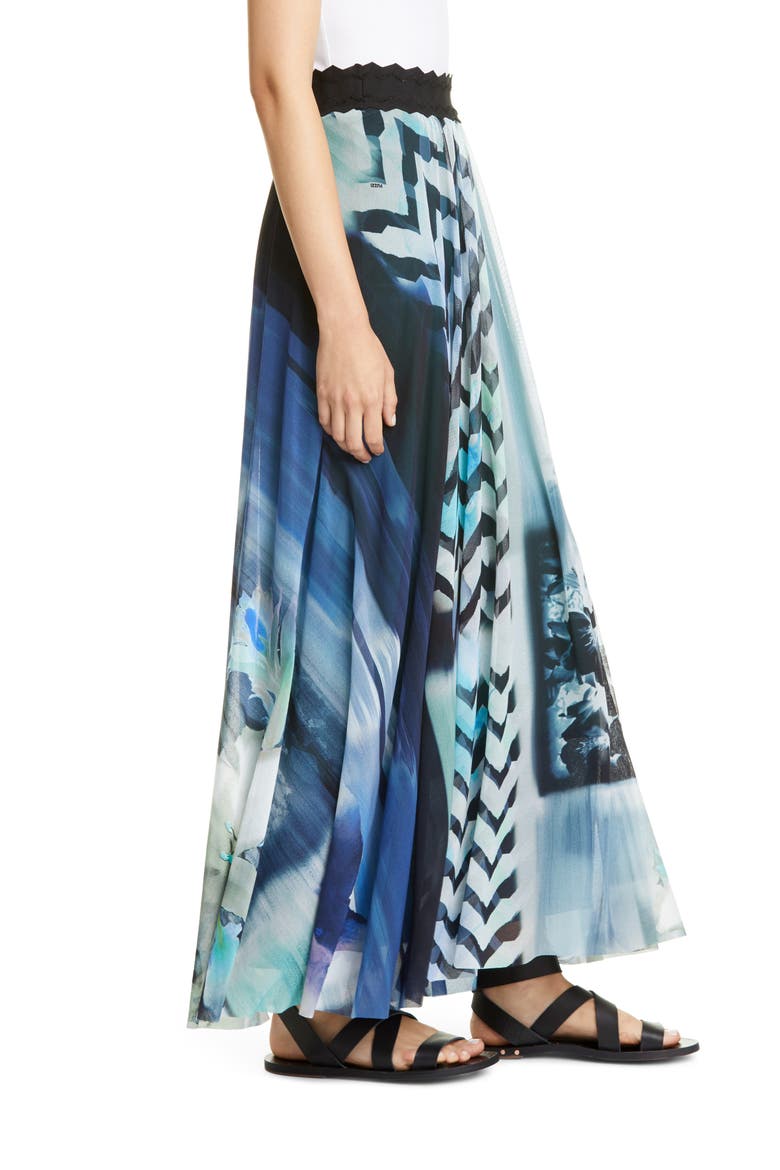Floral & Chevron Print Maxi Skirt, Alternate, color, BLUEBERRY