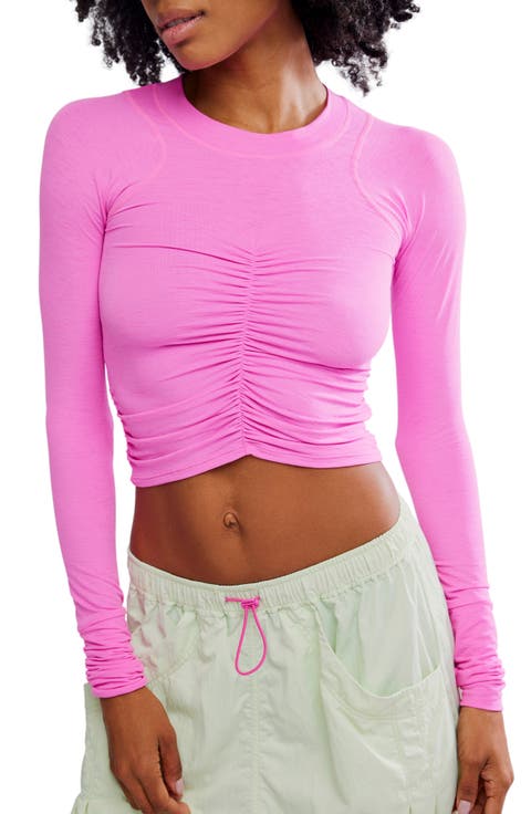FP Movement Mile a Minute Ruched Long Sleeve Crop T-Shirt