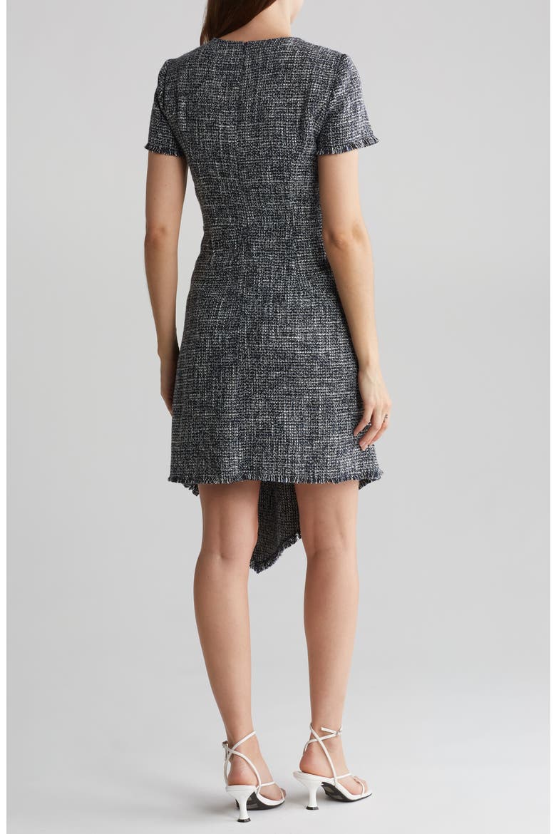 Asymmetric Tweed Fit & Flare Dress, Alternate, color, NVY