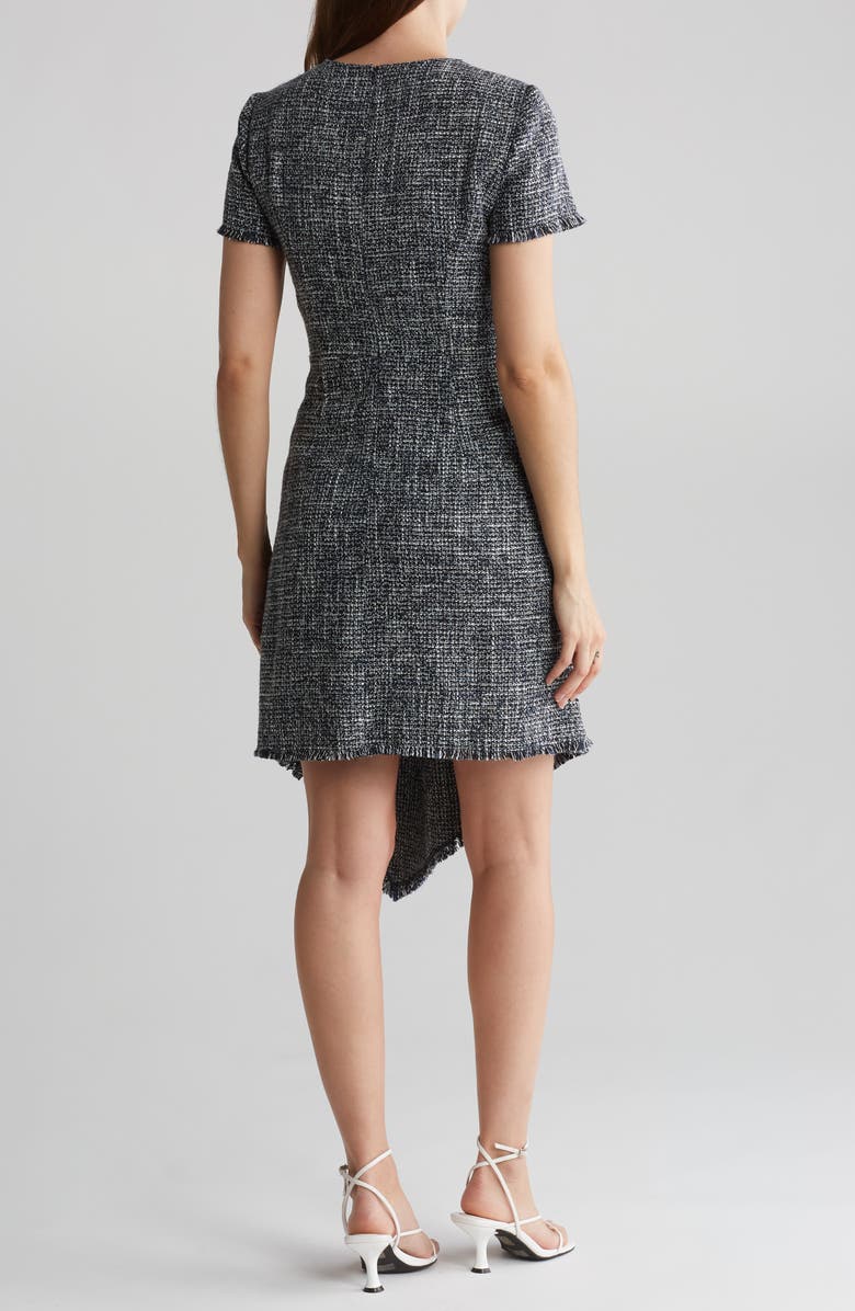 Eliza J Asymmetric Tweed Fit & Flare Dress, Alternate, color, Navy