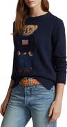 Polo Ralph Lauren Bear Graphic Cotton & Linen Crewneck Sweater