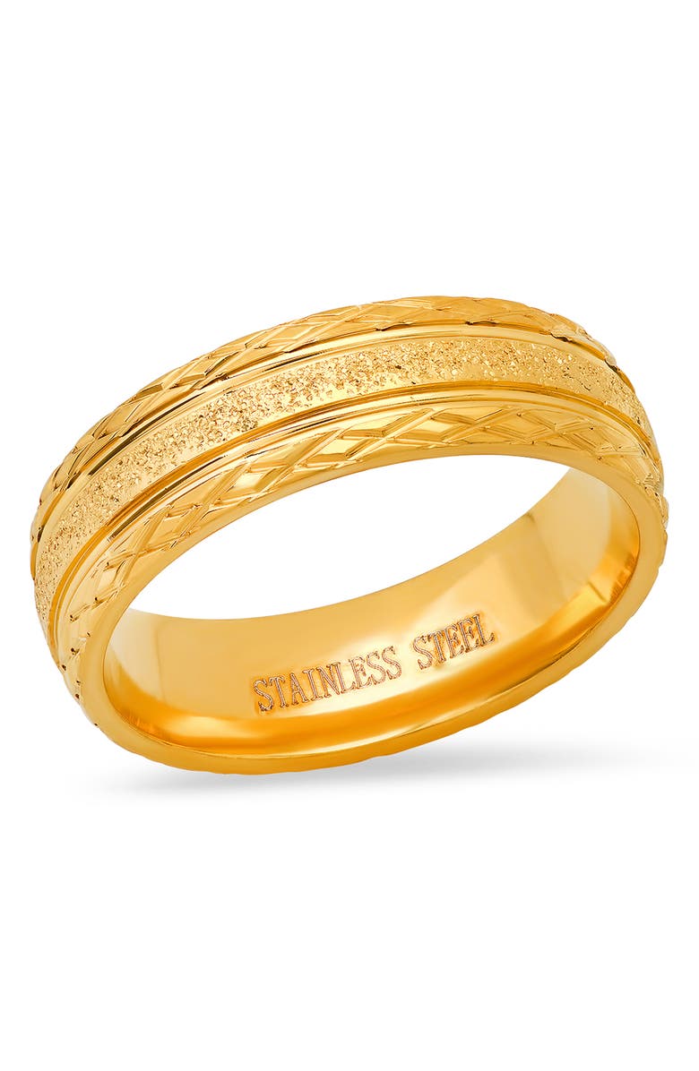 HMY JEWELRY 18K Gold Plated Textured Band Ring - Size 10, Alternate, color,