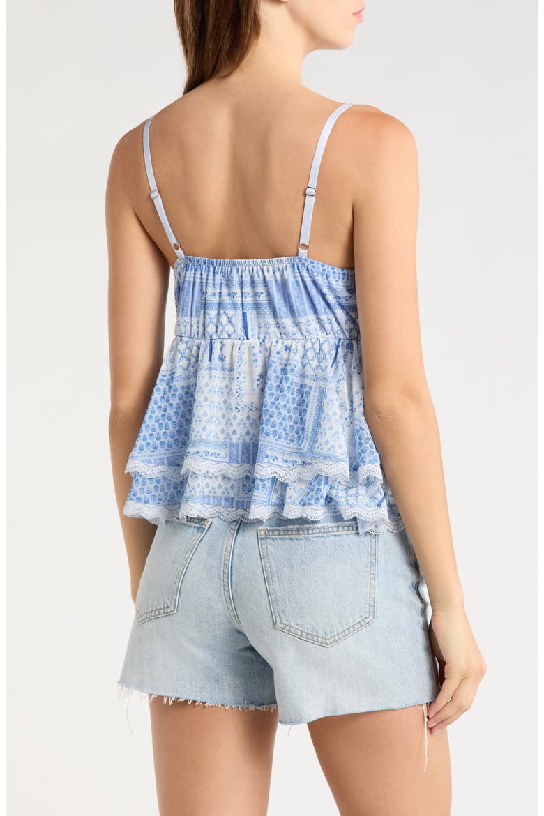 Lace Trim Tiered Babydoll Camisole, Alternate, color, LIGHT BLUE COMBO