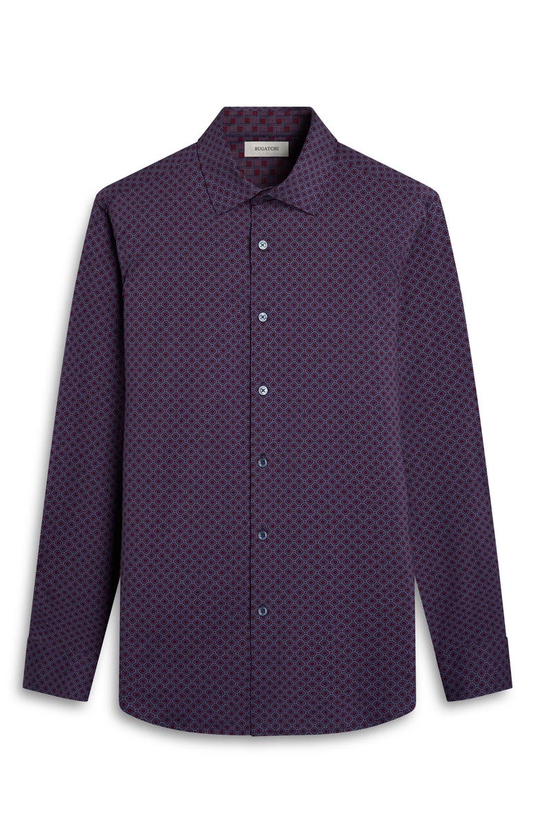 Bugatchi Jimmy OoohCotton<sup>®</sup> Geo Print Button-Up Shirt, Alternate, color, Amethyst