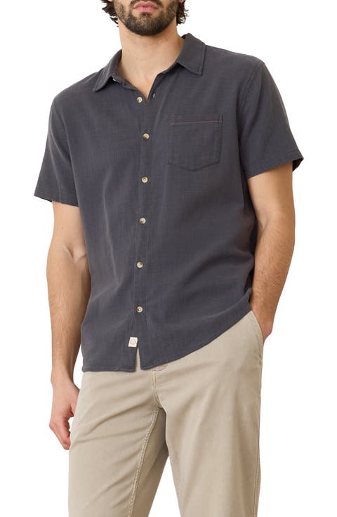 Classic Solid Short Sleeve Stretch Cotton Selvage Button-Up Shirt