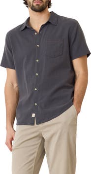 Marine Layer Classic Solid Short Sleeve Stretch Cotton Selvage Button-Up Shirt