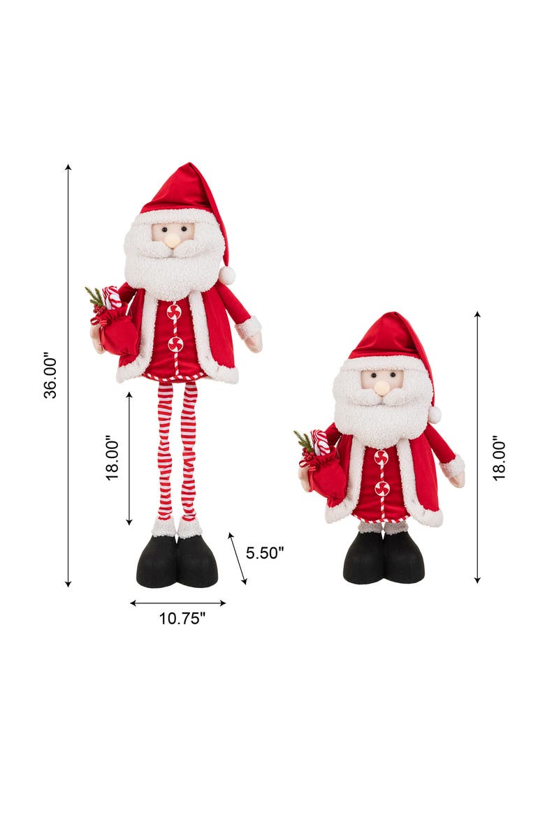 Telescoped Fabric Christmas Snowman Santa Standing Decor, Alternate, color, Red