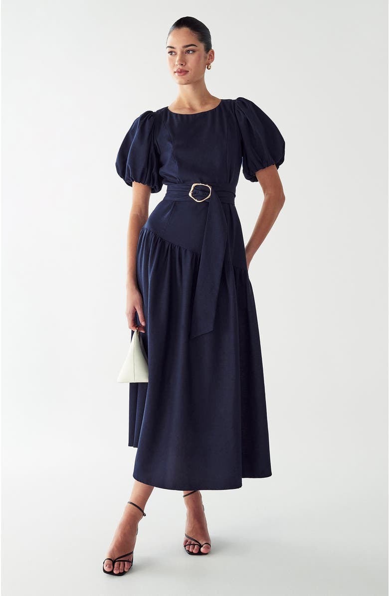 WILLA Elona Midi Dress, Alternate, color, Navy Blue