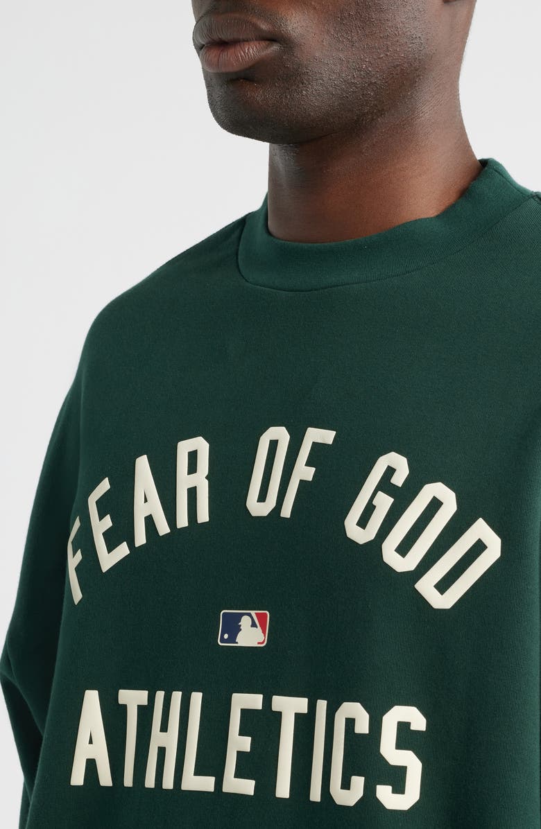 Fear of God Essentials Athletics Sports Fit Crewneck Cotton Sweatshirt, Alternate, color, Green