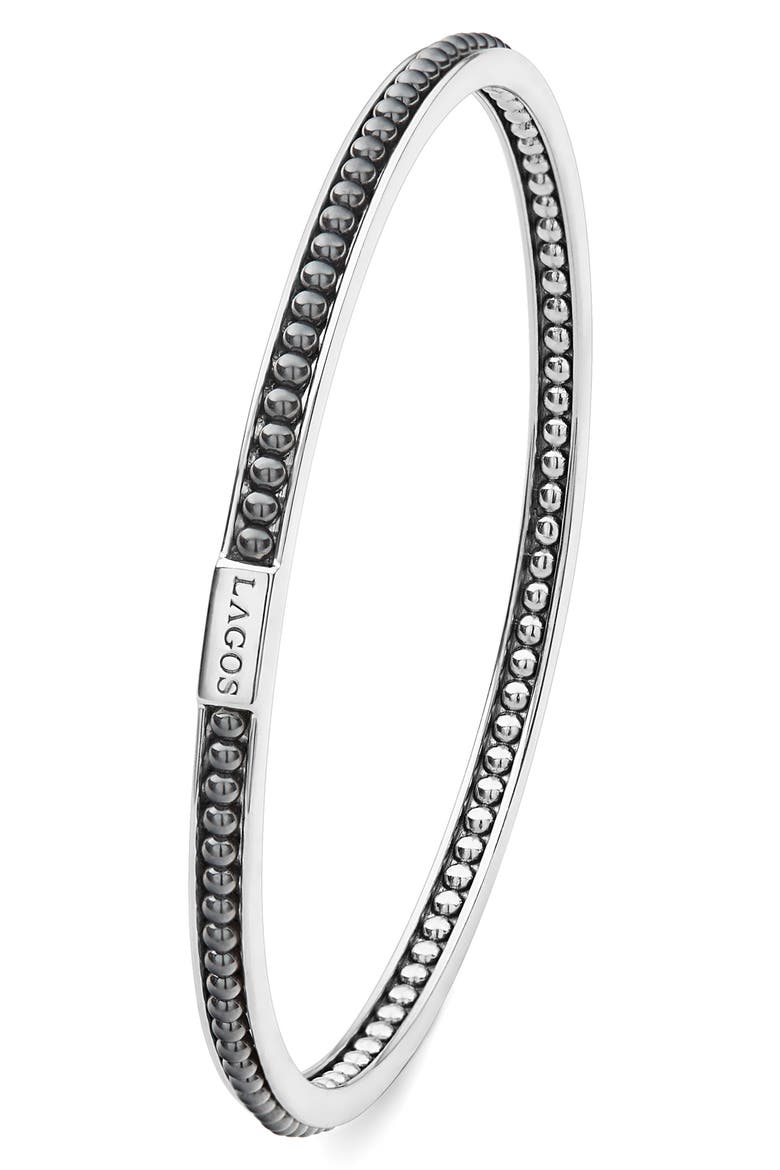 Caviar Icon Beaded Bangle Bracelet, Alternate, color, SILVER/ HEMATITE