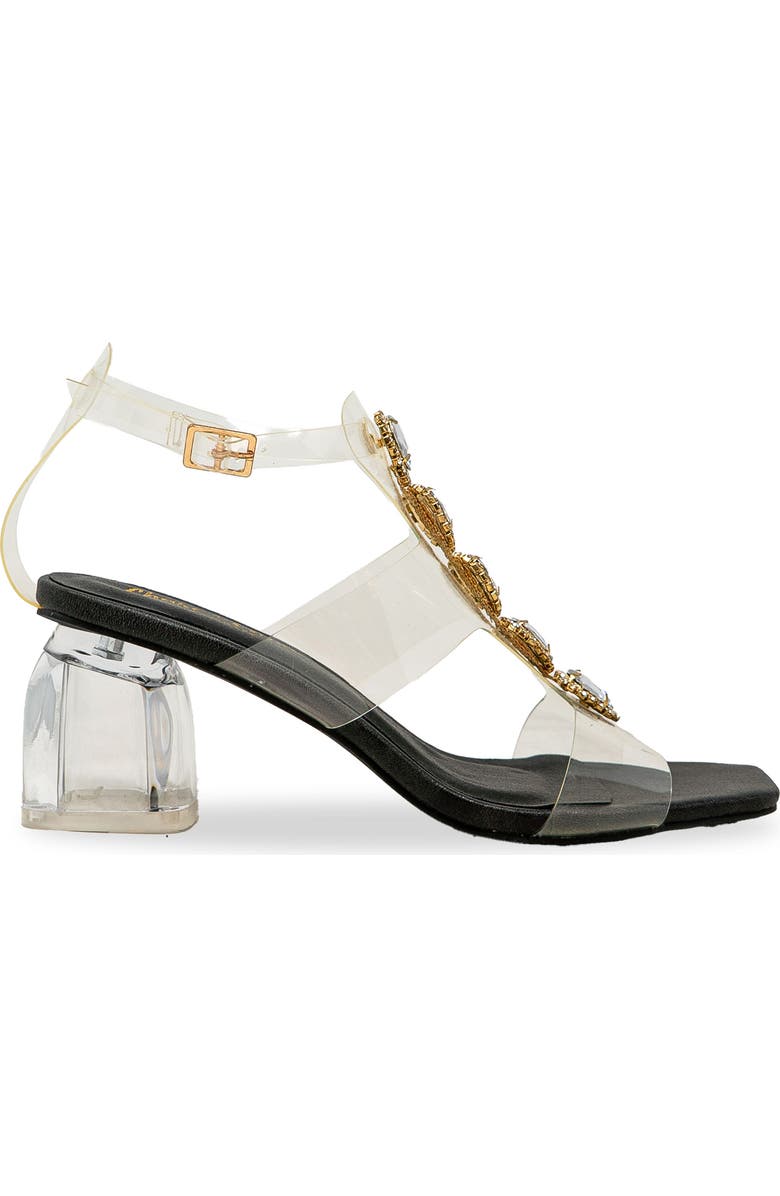 CHASE AND CHLOE Levine Rhinestone Embellished Clear Strap Sandal, Alternate, color,