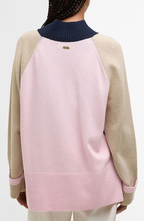 Barbour Wren Colorblock Mock Neck Sweater In Blue