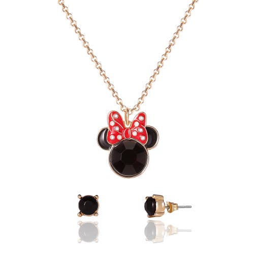 Disney Minnie Mouse Red Bow Jewelry Set In Multi