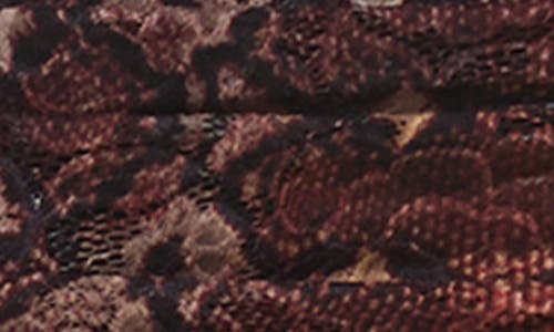 Afrm Hazel Ruched Printed Lace Midi Dress In Brown