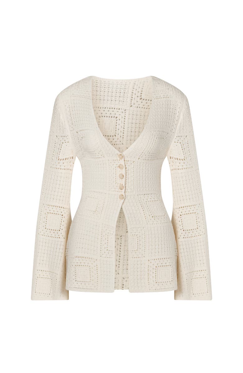 Malina Mirella Fitted Crochet Cardigan, Alternate, color, Vanilla