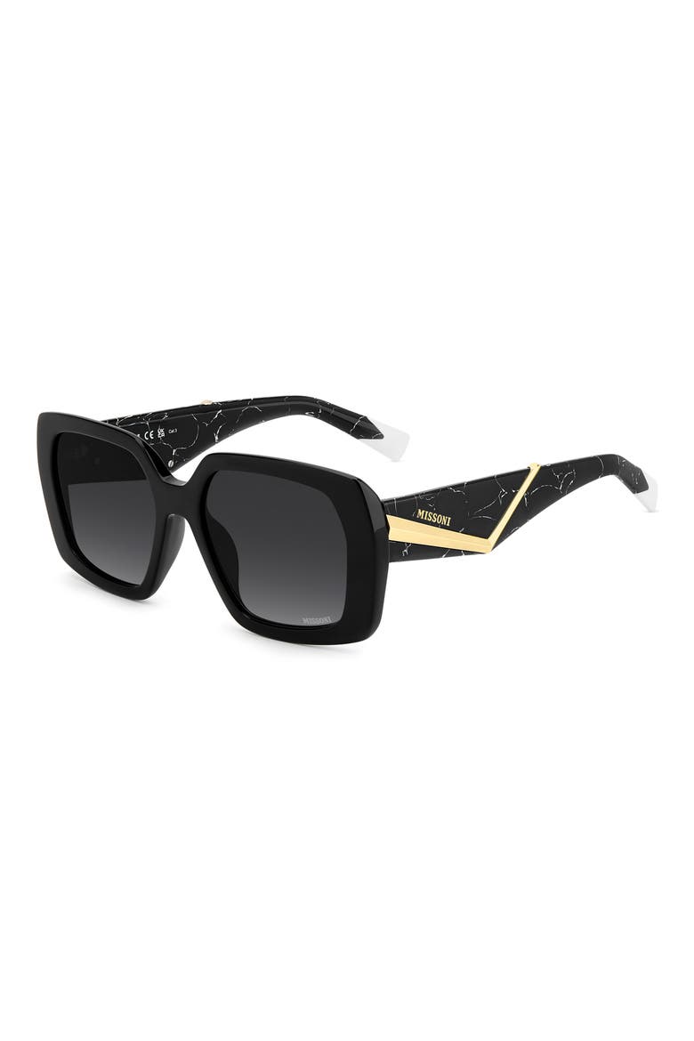 55mm Gradient Rectangular Sunglasses, Alternate, color, BLACK/ DARK GREY SF