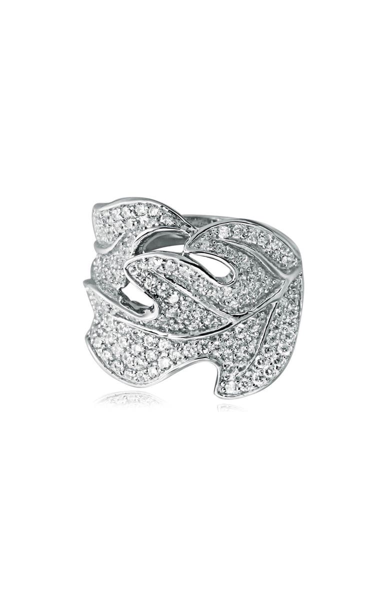 SUZY LEVIAN Pavé CZ Leaf Ring, Alternate, color, White