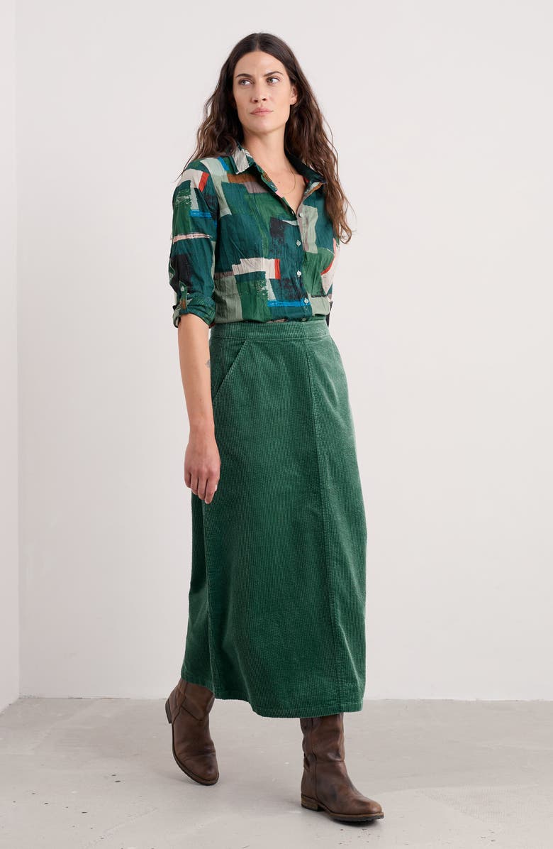 Seasalt Cornwall Larissa Printed Organic Cotton Button-Up Shirt, Alternate, color, Aerial Field Coppice