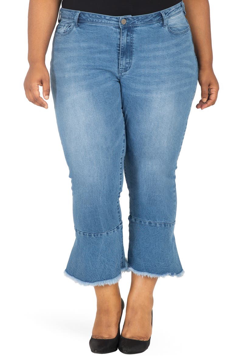 Kesha Ruffle Skinny Jeans, Main, color, BLUE