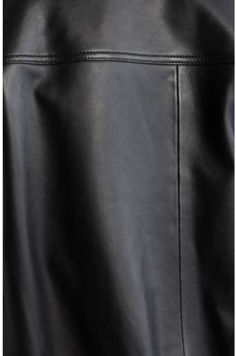 Shrunken Leather Bomber Jacket, Alternate, color, TRUE BLACK