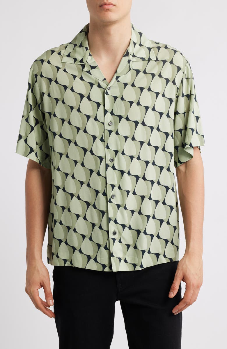 HUGO Espino Relaxed Camp Shirt, Main, color, Open Green