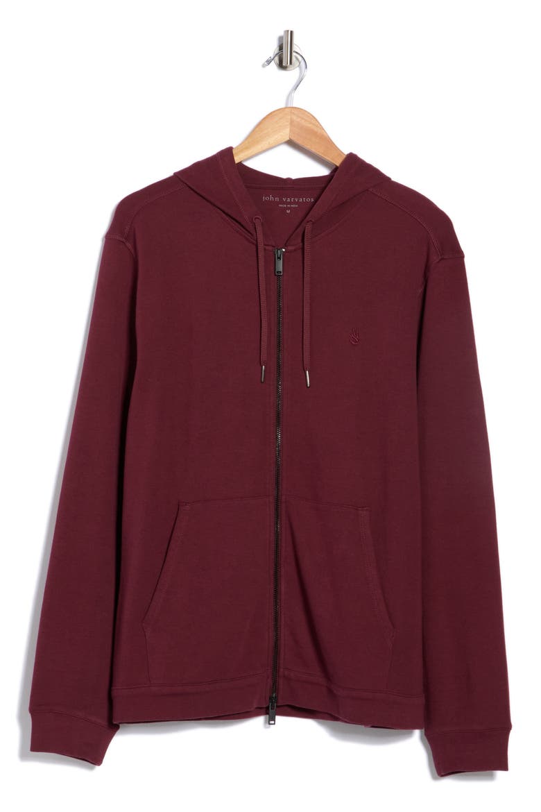 Bruno Double Knit Full Zip Hoodie, Alternate, color, OXBLOOD
