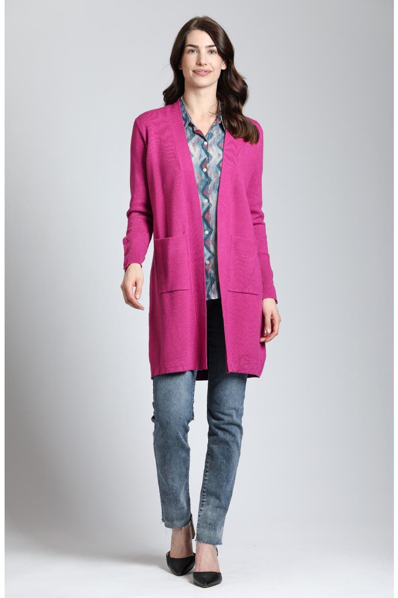 Open Front Cardigan, Alternate, color, RASPBERRY