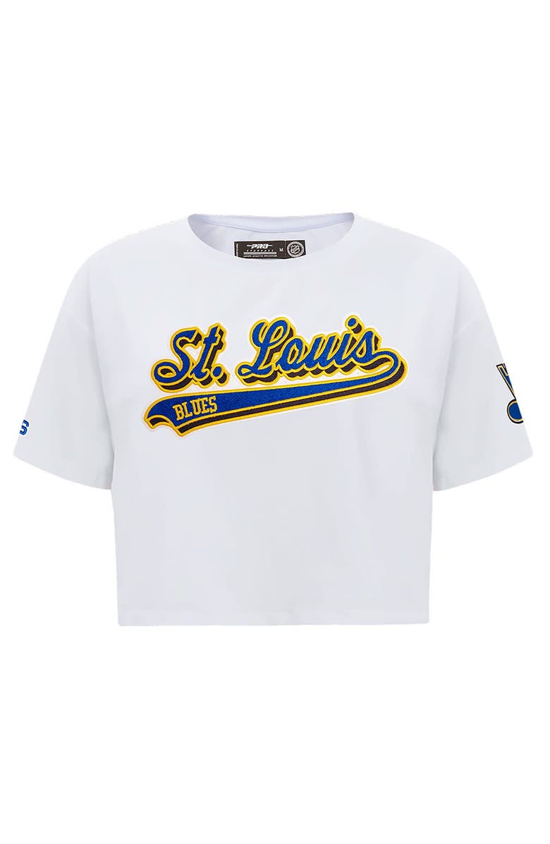 PRO STANDARD Women's Pro Standard White St. Louis Blues Boxy Script Tail Cropped T-Shirt, Alternate, color, White