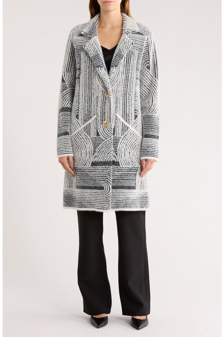 Tokyo Eyelash Knit Coatigan, Main, color, TOKYO BLACK/ IVORY