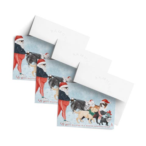 Holiday Winter Card Pack (3ct) Dog Walking In a Winter Wonderland