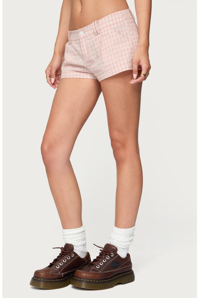 Monty Plaid Low Rise Shorts, Alternate, color, PINK